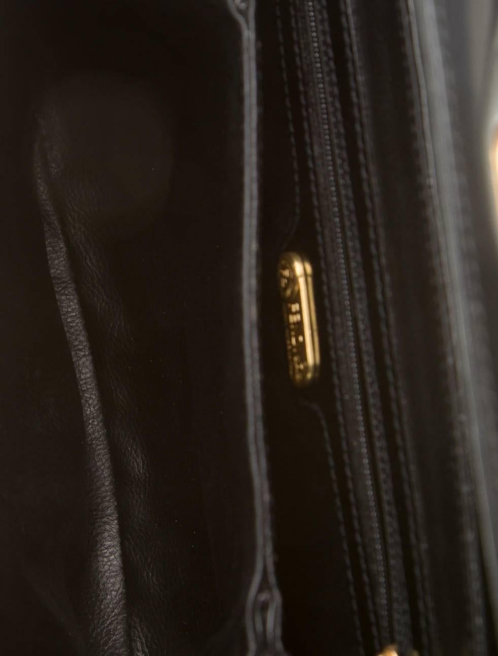Fendi Vintage Black Leather Gold Hardware Satchel Crossbody Shoulder Bag 2