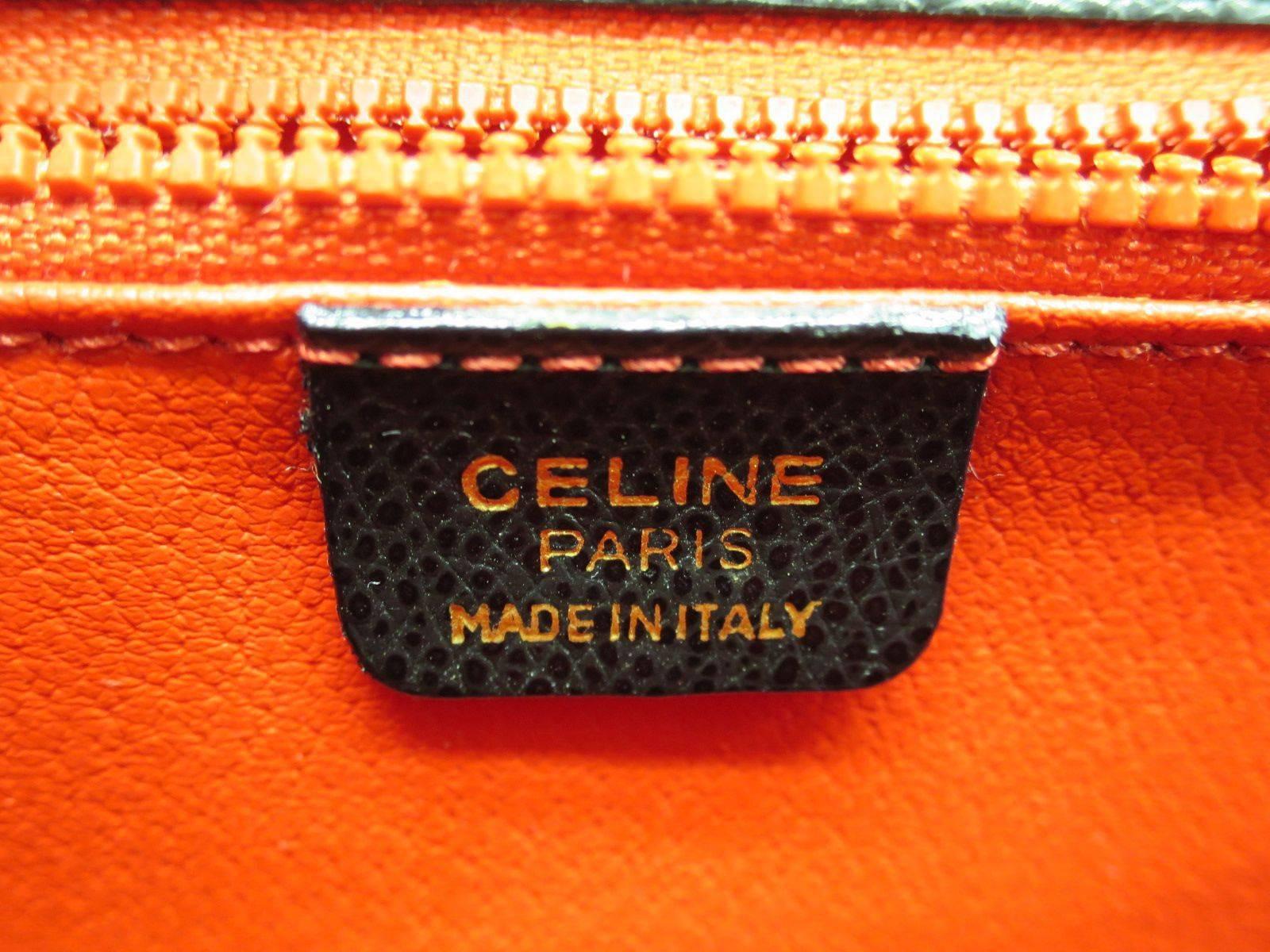 Celine Vintage Black Leather Gold Hardware Satchel Shoulder Bag In Good Condition In Chicago, IL