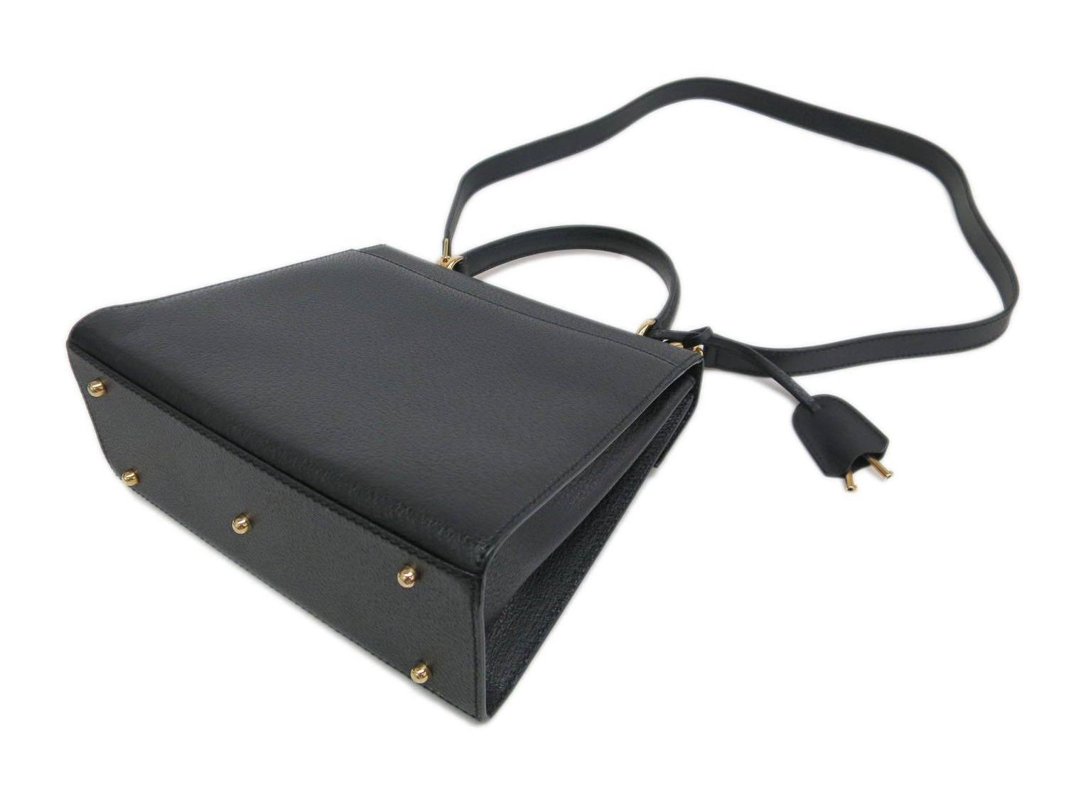 Gucci Black Leather Gold Hardware Box Kelly Satchel Shoulder Bag ...  