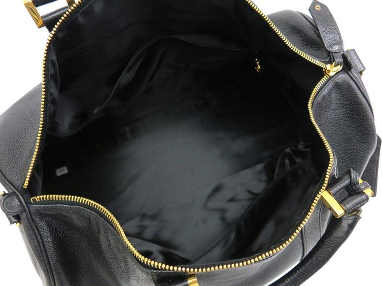 Chanel Black Caviar Leather and Gold Hardware Garment Travel Duffle Bag