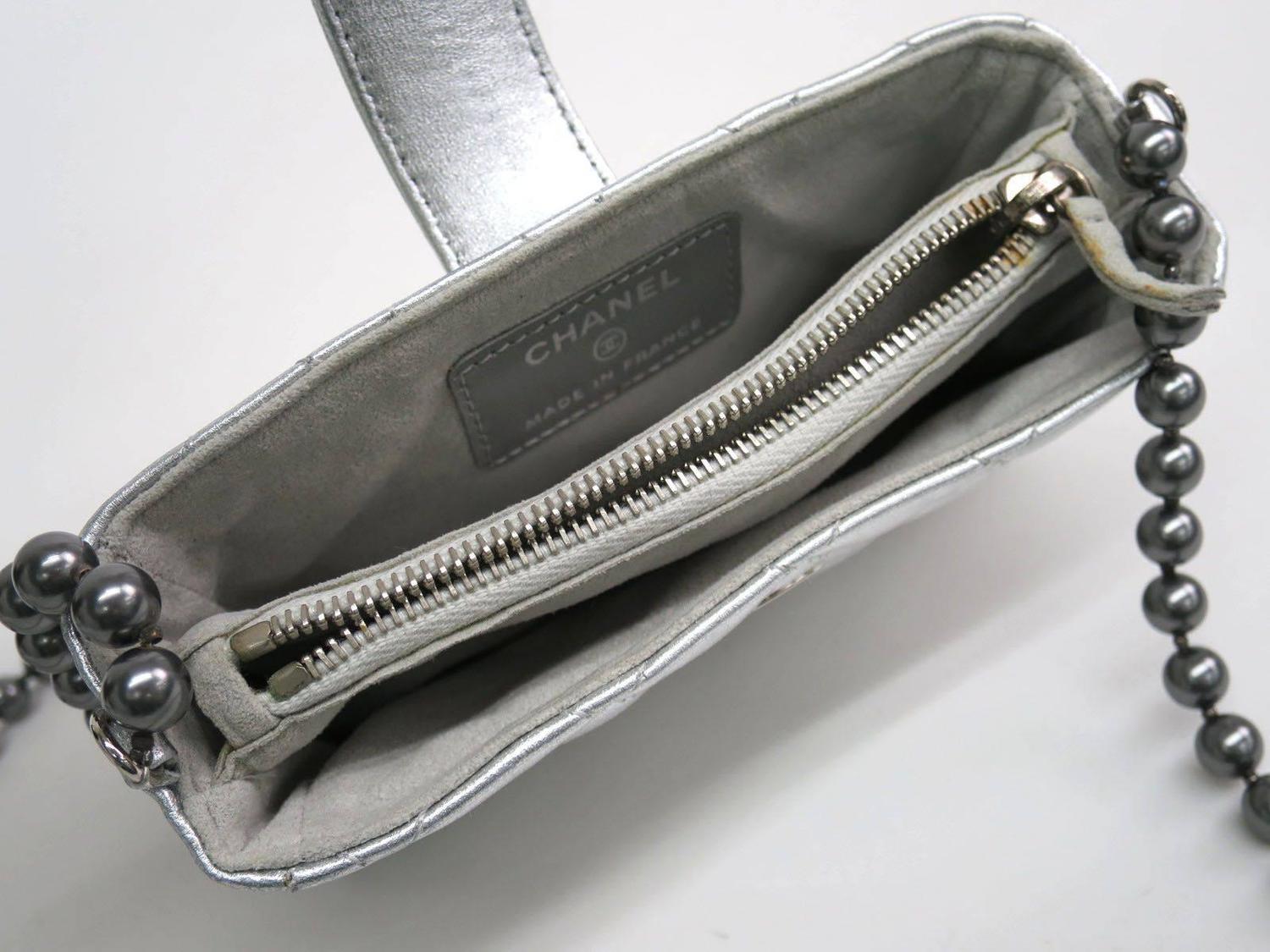 chanel limited edition symbols silver lambskin leather and pearl bag at 1stdibs chanel limited edition symbols silver lambskin leather and pearl bag at 1stdibs