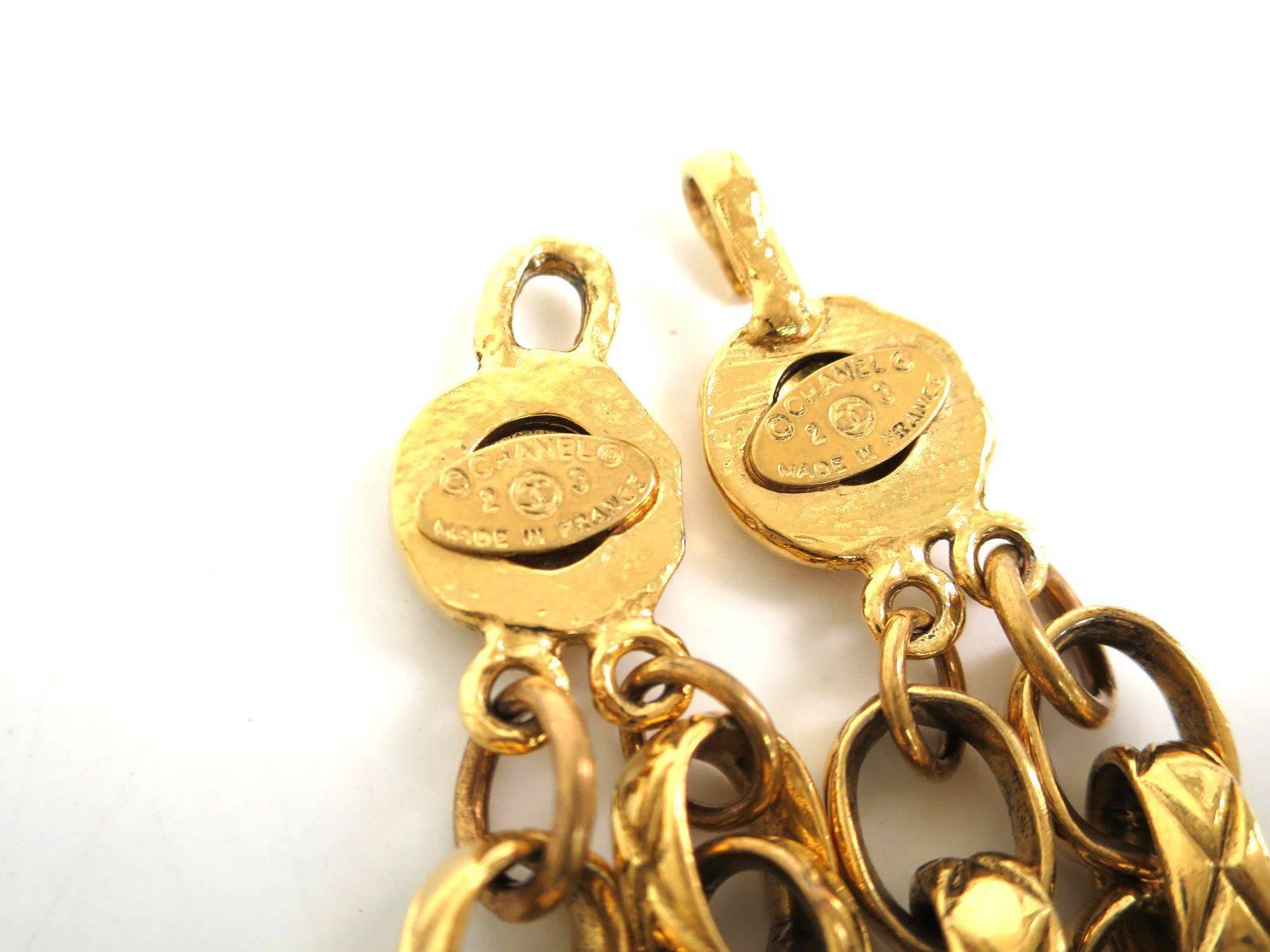 Women's Chanel Vintage Gold and Rhinestone Chain Link CC Charm Necklace