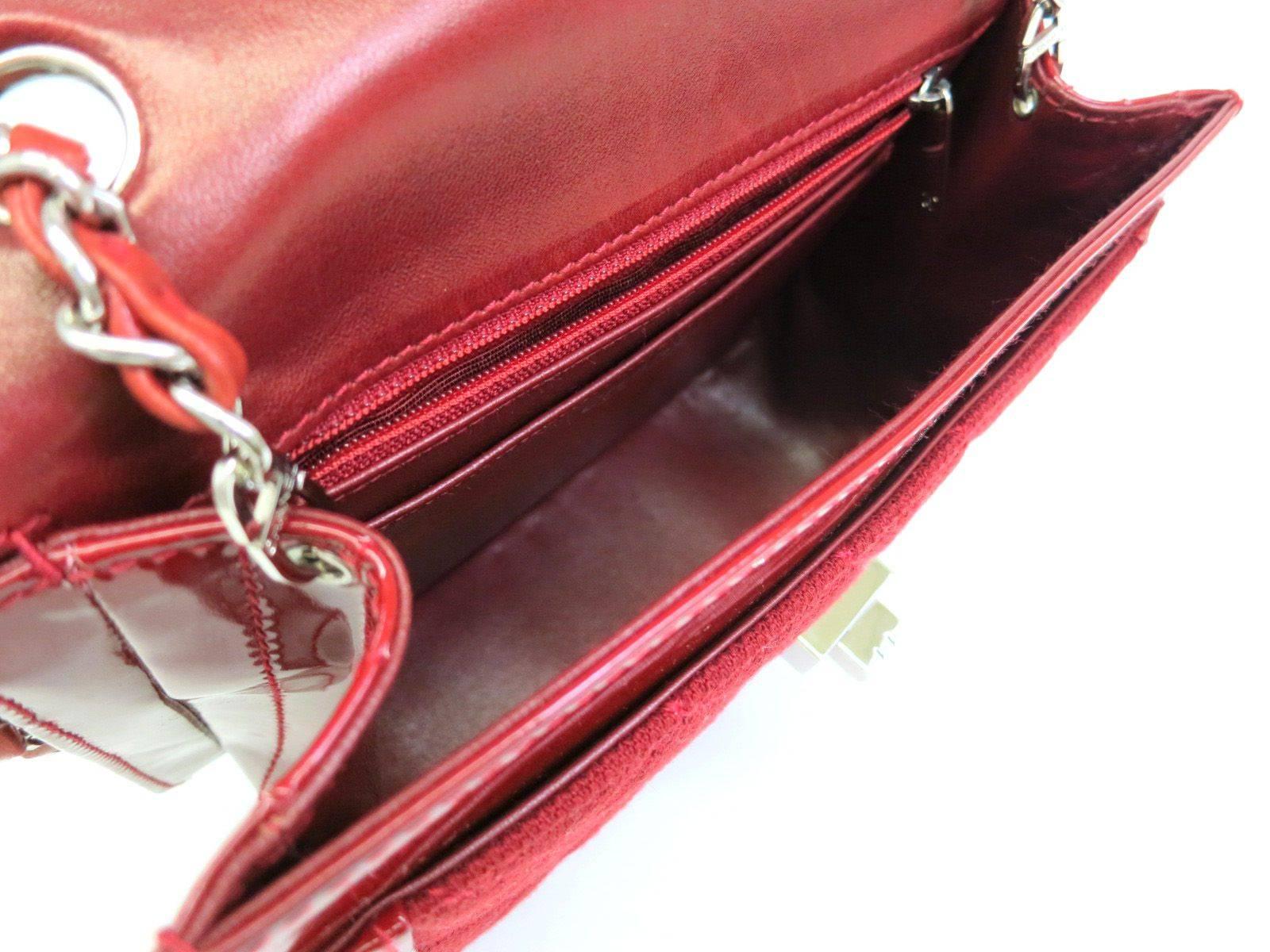 Women's Chanel 2.55 Flap Red Patent Leather and Jersey Flap Shoulder Bag