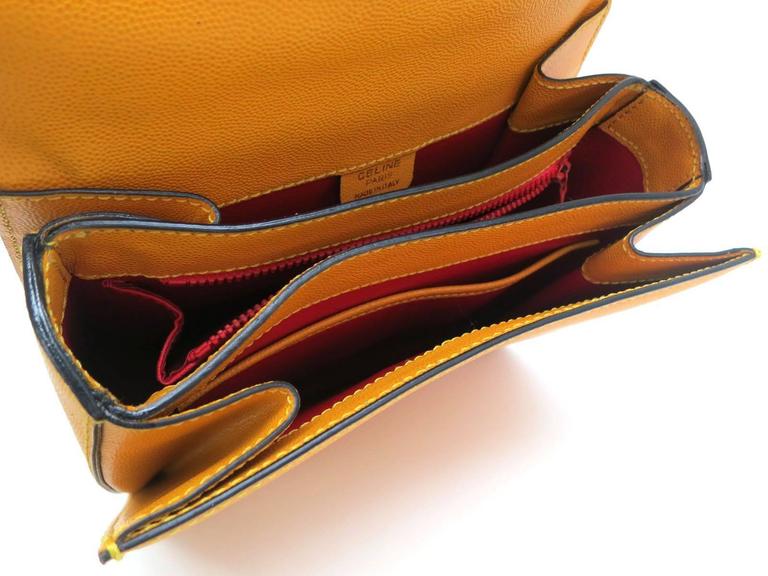 Celine Mustard Yellow Leather Box Kelly Satchel Shoulder Bag at 1stDibs