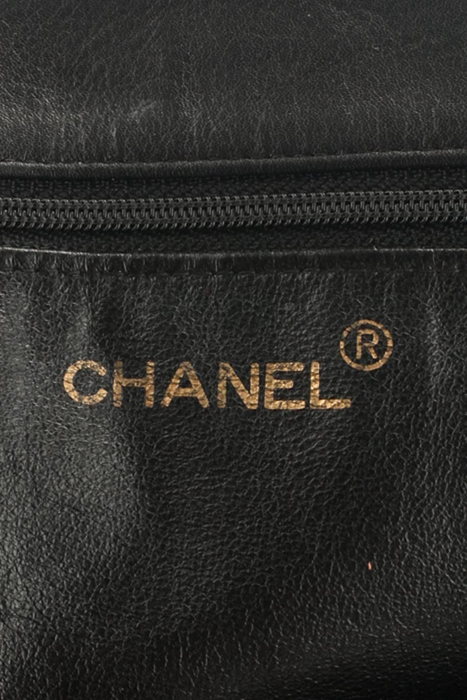 Chanel Black Lambskin Leather Gold Chain Shoulder Bag Shopper Tote 2