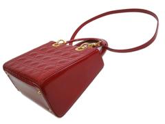 Christian Dior Red Quilted Cannage Lady Dior Satchel Shoulder Bag