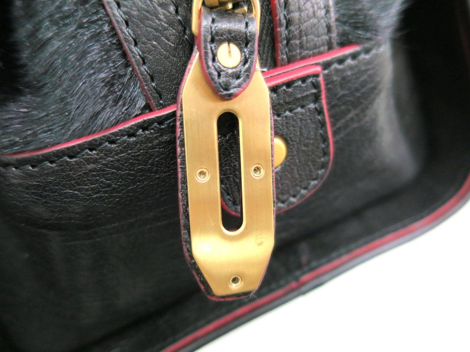 Proenza Schouler Schwarzes und rotes Leder Goldene Hardware Doctor Bowling Satchel Tasche im Zustand „Hervorragend“ in Chicago, IL