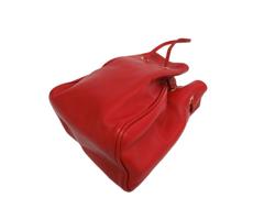 Christian Dior Red Leather Gold Charm Hardware Mini Drawstring Bucket Bag