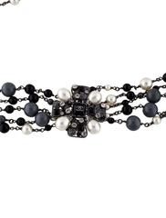 Chanel CC Black Silver Pearl Bead Gripoix Chain Waist Belt