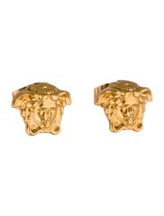 Versace Medusa Head Gold Tone Stud Pierced Earrings