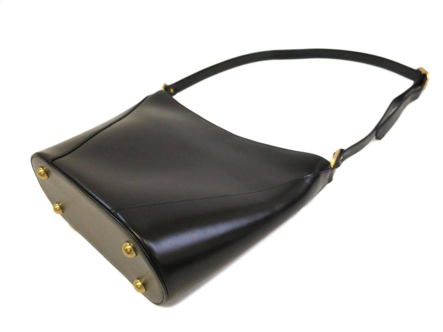 Yves Saint Laurent YSL Black Leather and Gold Hardware Bucket ...