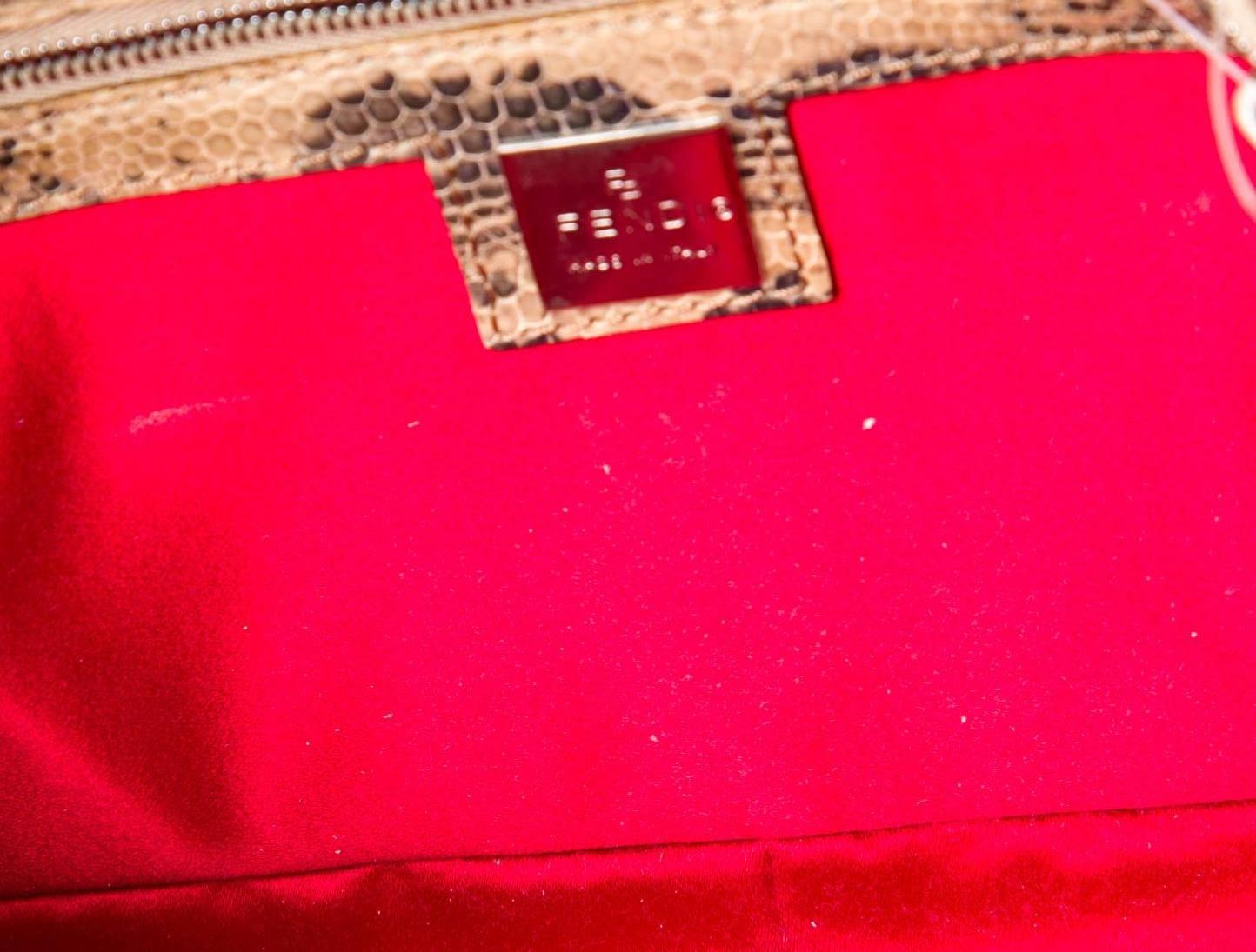 Fendi Borsa a tracolla in pelle di lucertola marrone cangiante con manico superiore 1
