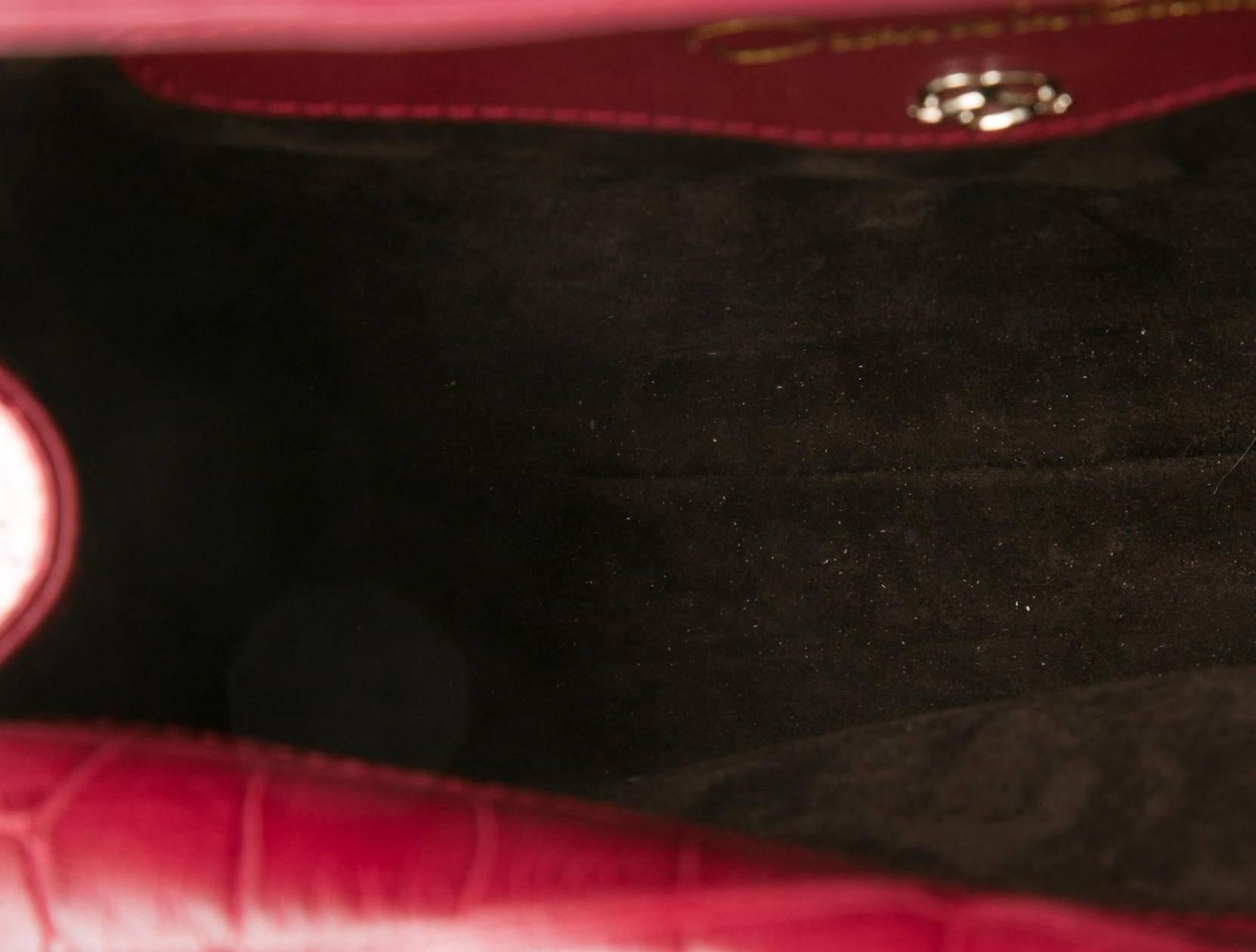 Oscar de la Renta Rare Red Alligator Leather Top Handle Flap Satchel Bag 1