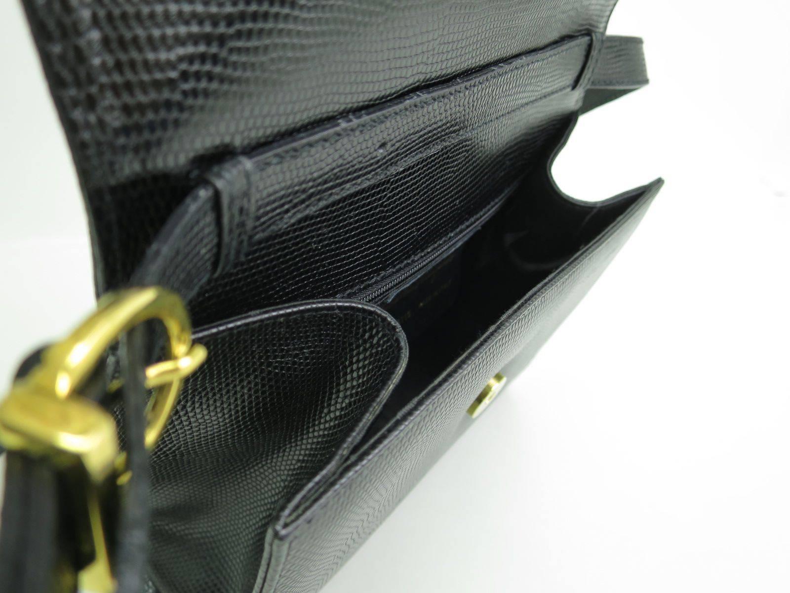 Salvatore Ferragamo Black Leather Flap Gold Hardware Crossbody Shoulder Bag 1