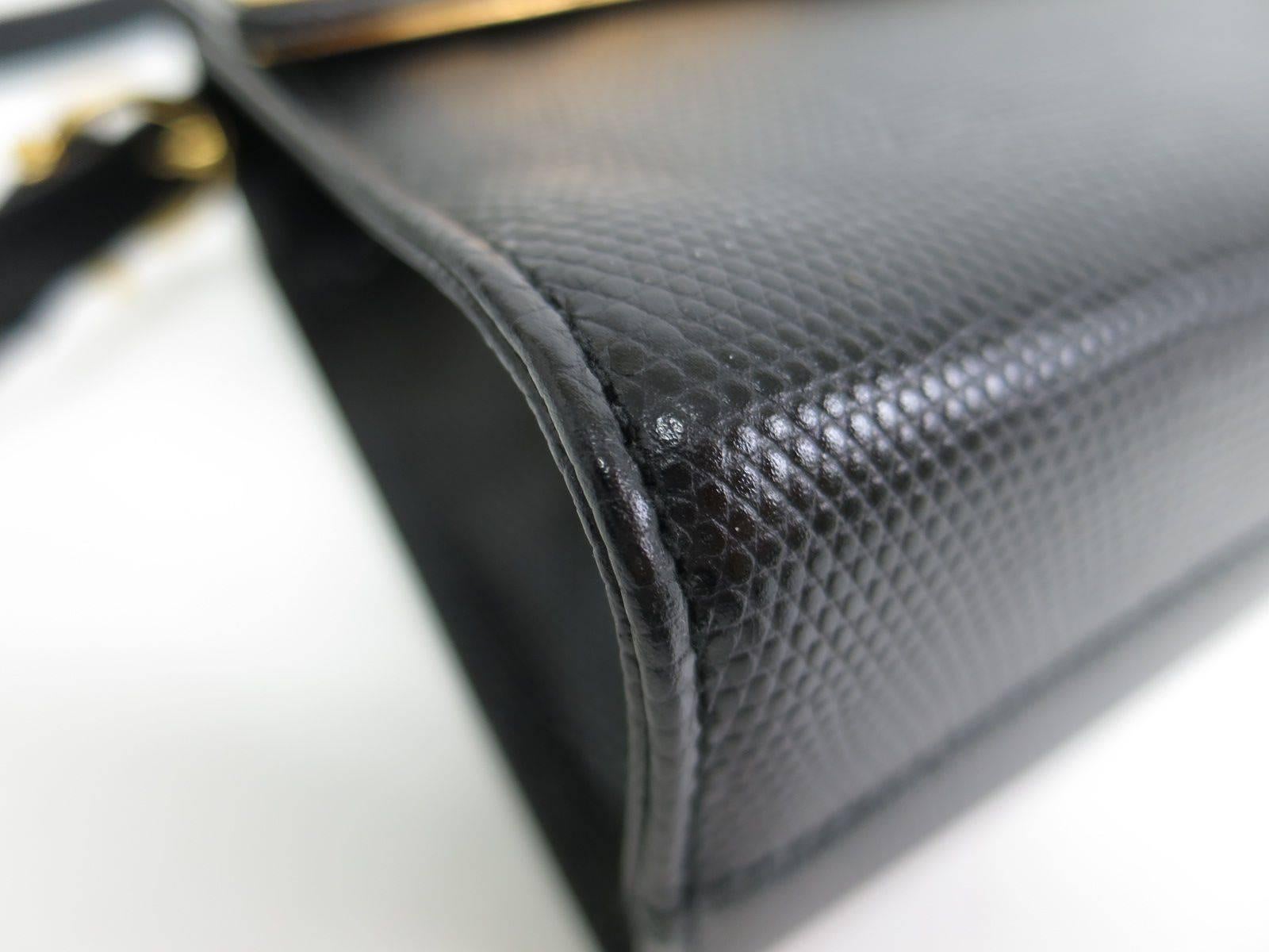 Women's Salvatore Ferragamo Black Leather Flap Gold Hardware Crossbody Shoulder Bag