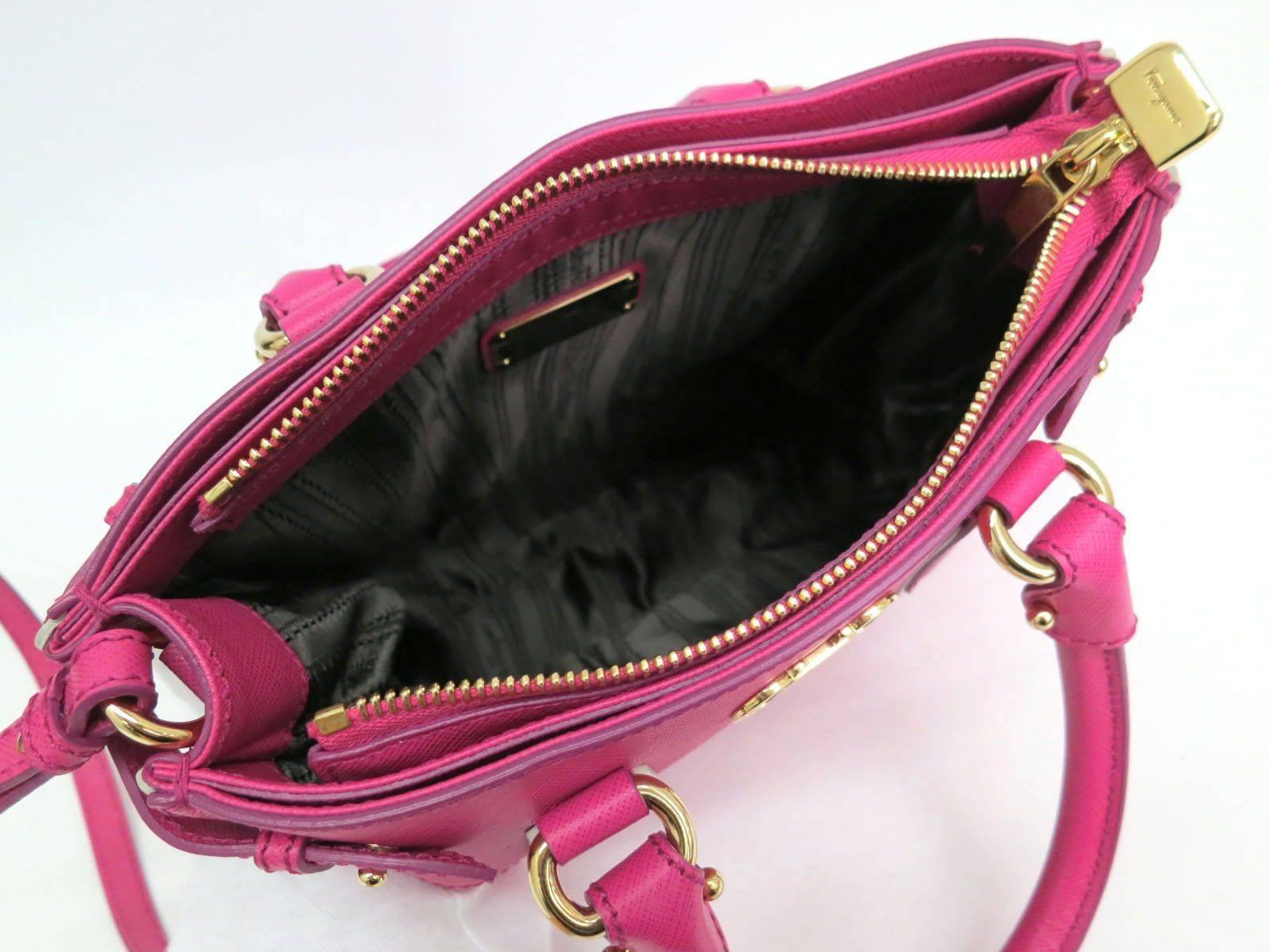 Salvatore Ferragamo Pink Leather Gold Hardware Top Handle Crossbody Shoulder Bag 2