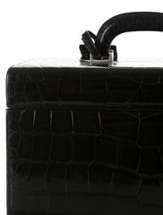 Prada Black Alligator Silver Hardware Vanity Top Handle Satchel Bag