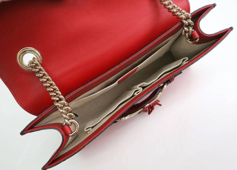 Gucci Monogram GG Flap Red Leather Gold Chain Crossbody Shoulder Bag at 1stdibs