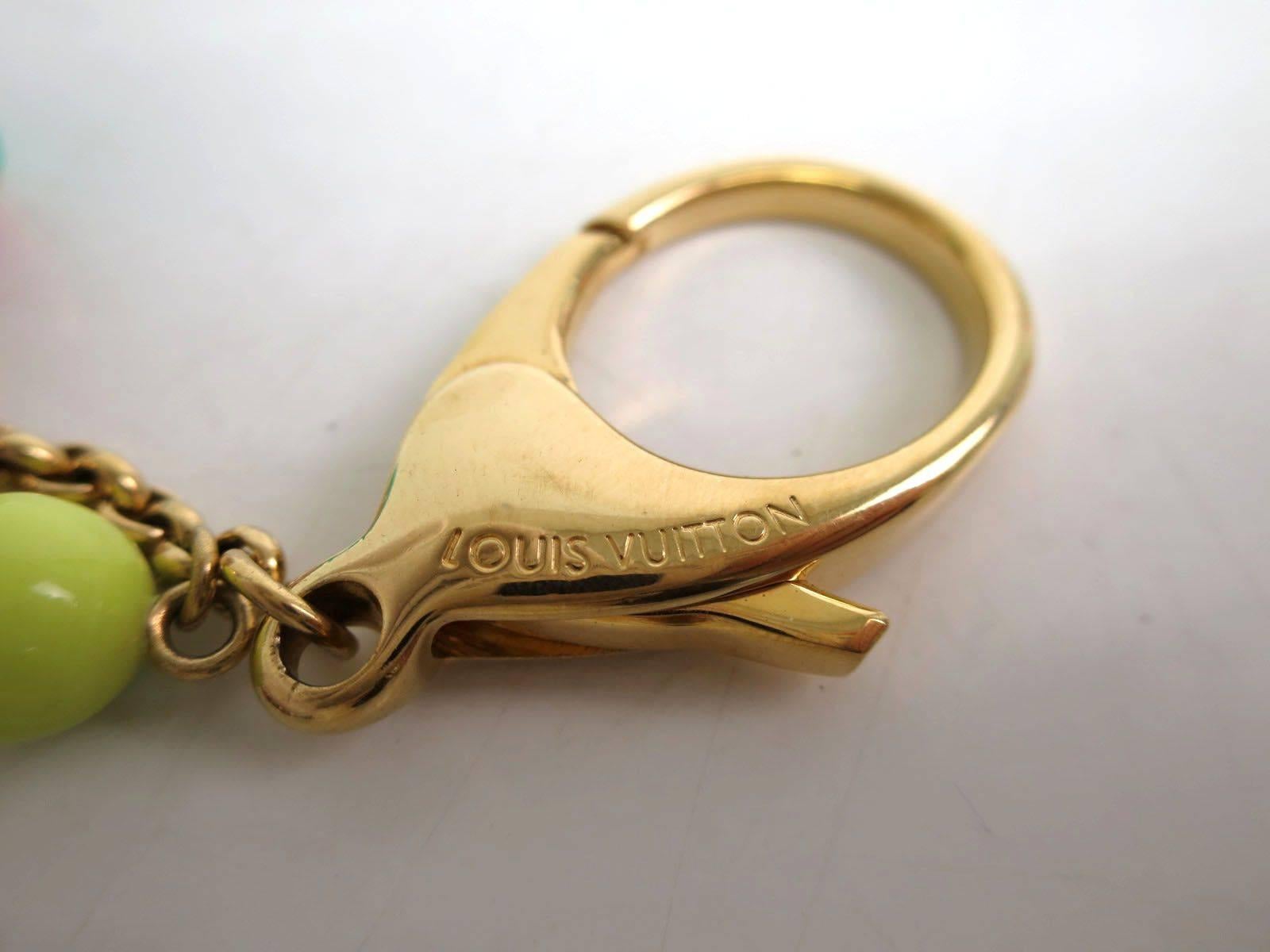 Louis Vuitton Multicolor Gold Tone Logo Key Bag Charm Chain In Good Condition In Chicago, IL