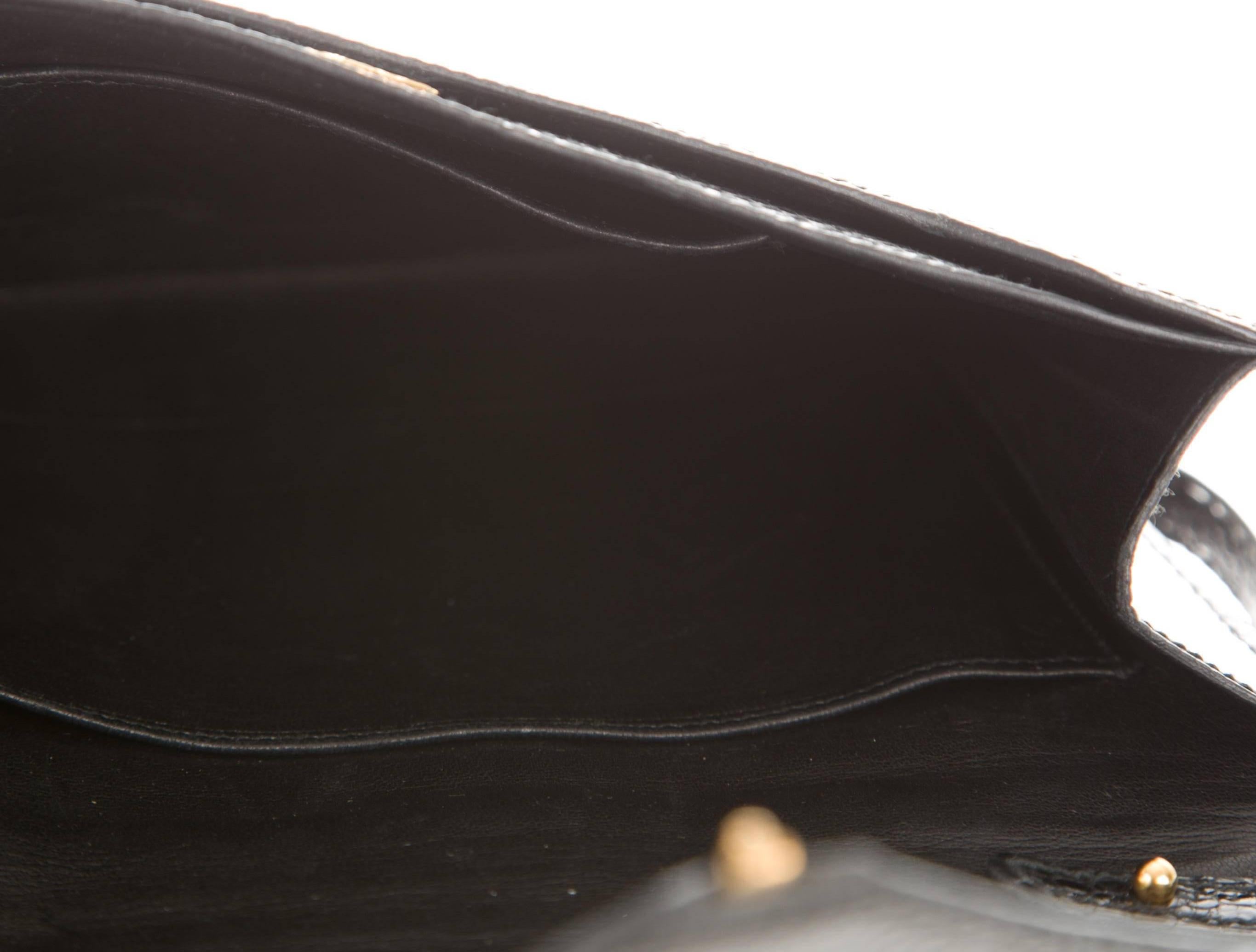 Hermes Black Lizard Leather Kelly Lock Gold Hardware Envelope Shoulder Bag 2