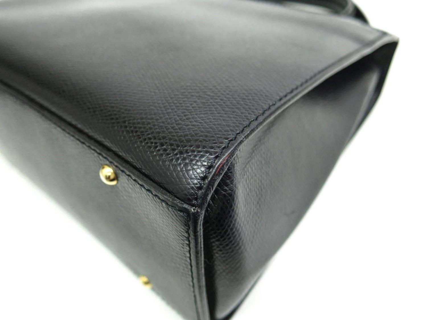 Celine Black Leather Gold Hardware Top Handle Satchel Shoulder Bag ...  