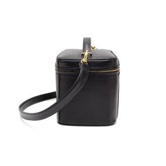 Chanel Black Caviar Leather Gold HW Travel Cosmetic Vanity Case Shoulder Bag