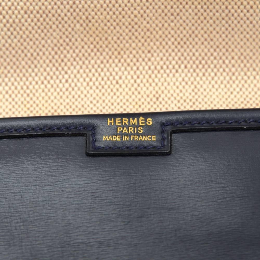 Hermes Navy Blue Leather Flap 'H' Jige Clutch Bag 5
