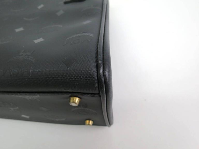 MCM Black Monogram Gold Hardware Box Kelly Top Handle Satchel Bag