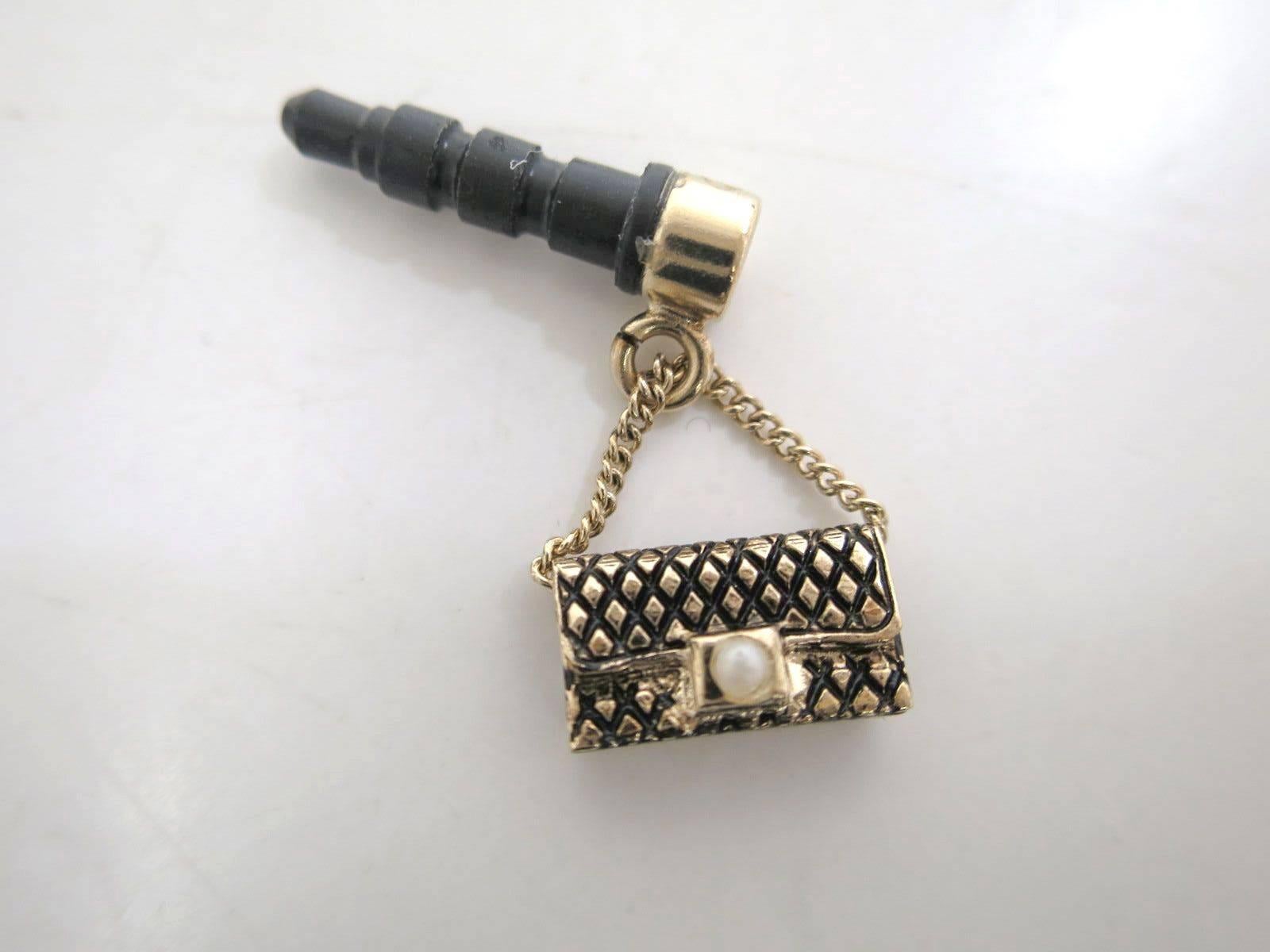 Black Chanel Three-Piece Set of Cell Phone Charms