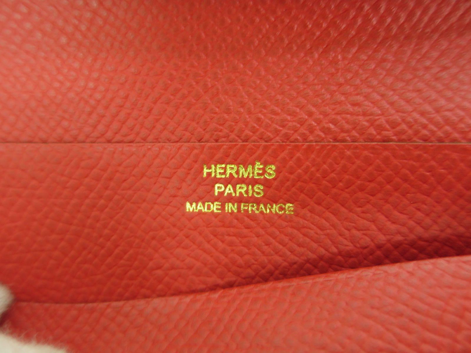 Hermes Red Epsom Leather Gold 'H' Bearn Wallet 2