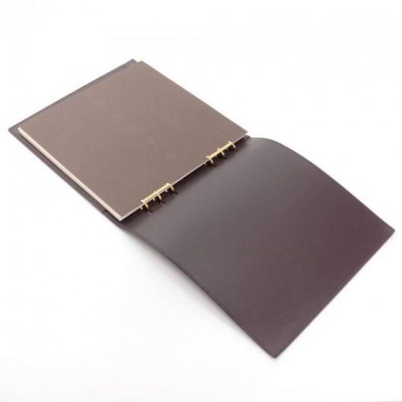 Gray Louis Vuitton Leather Bound Six-Ring Notebook with Paper
