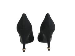 Chanel Black Grosgrain White Camellia Flower Toe Hight Heel Pumps