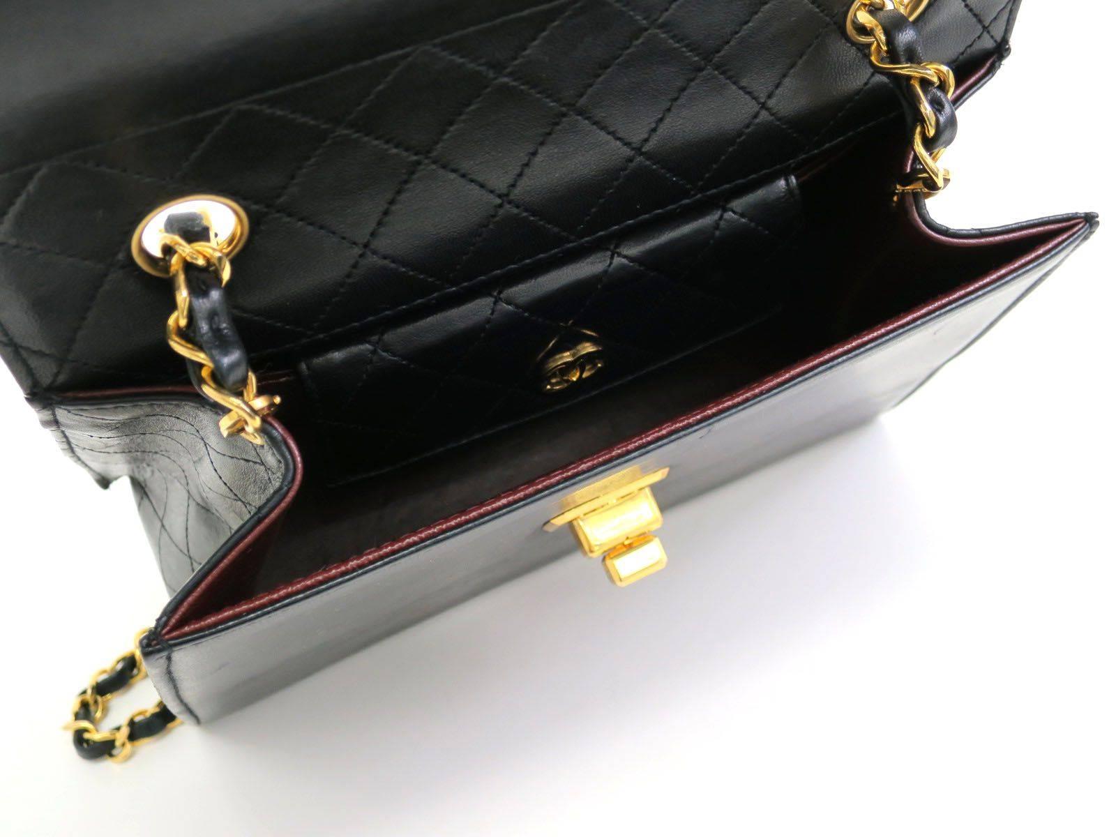 Chanel Black Lambskin Leather Gold Hardware Kelly Box Shoulder Bag 1