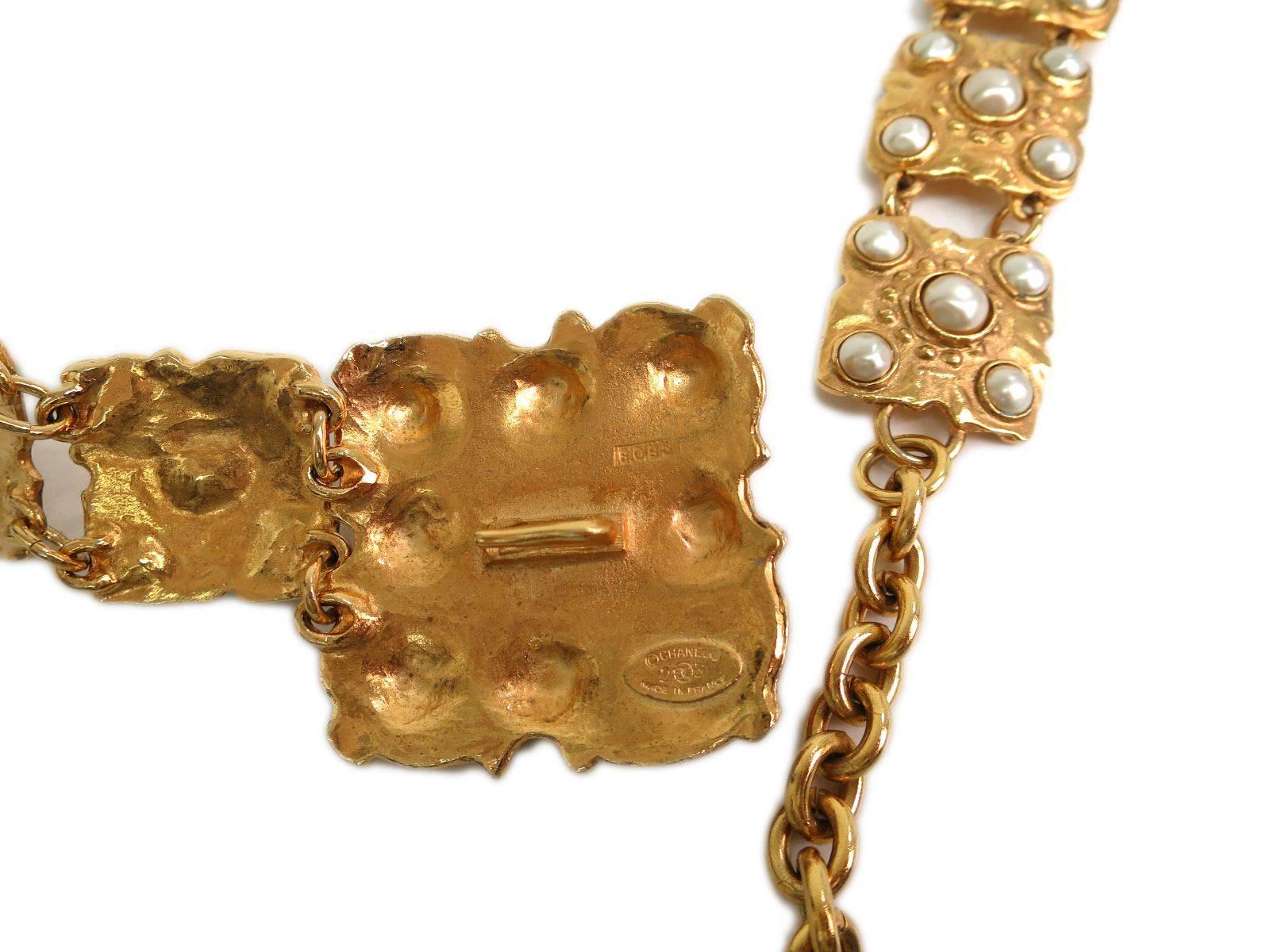 Women's Chanel Rare 1980's Gold and Pearl CC Charm Waist Belt