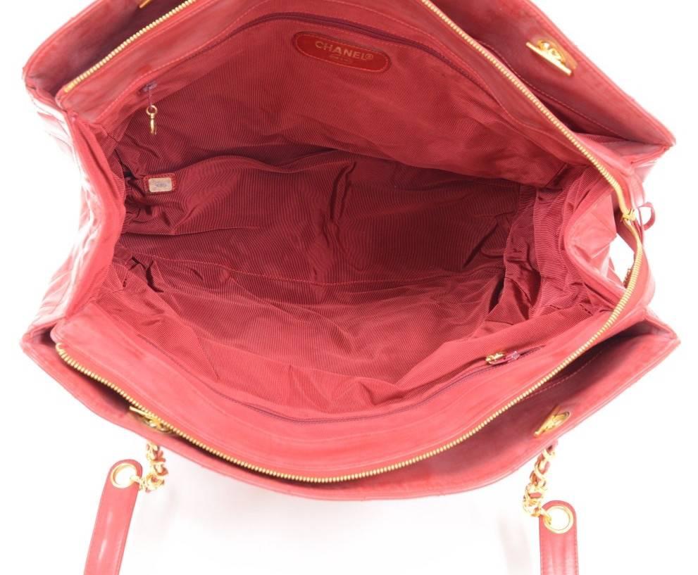 Chanel Red Vinyl Gold Chain HW Supermodel Weekender Travel Tote Shoulder Bag 3