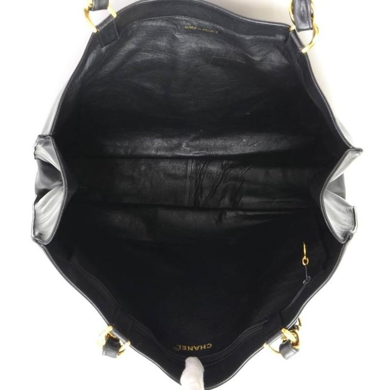 Chanel Vintage Black Lambskin Leather XL Weekender Shopper Tote Shoulder Bag For Sale at 1stdibs