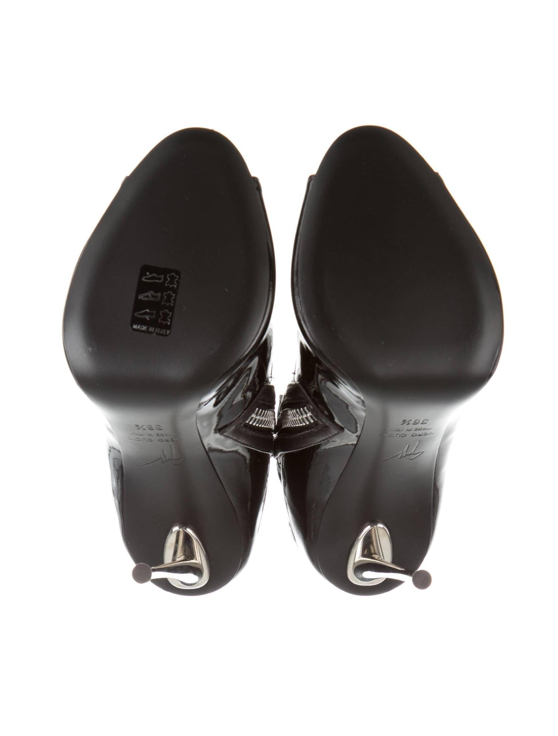 Giuseppe Zanotti NEW Black Patent Leather Silver Stiletto Heels Booties in Box 2