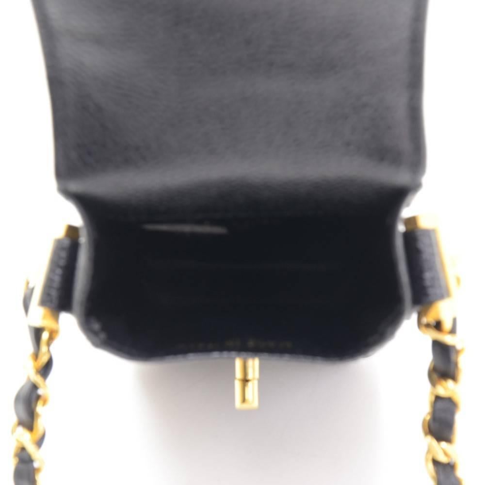 Women's Chanel Rare Black Caviar Leather CC Logo Cell Phone Mini Crossbody Shoulder Bag