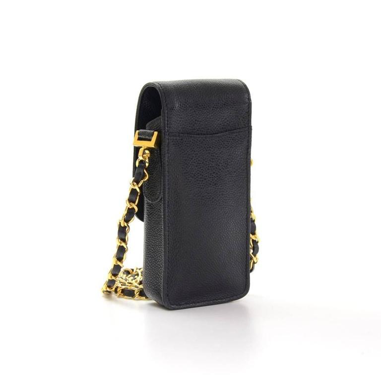 Chanel Rare Black Caviar Leather Cc Logo Cell Phone Mini Crossbody Chanel Rare Black Caviar Leather Cc Logo Cell Phone Mini Crossbody Shoulder Bag In Excellent Condition