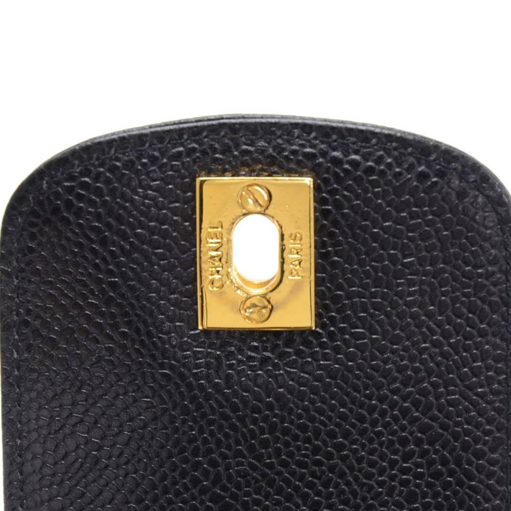 Chanel Rare Black Caviar Leather CC Logo Cell Phone Mini Crossbody Shoulder Bag In Excellent Condition In Chicago, IL