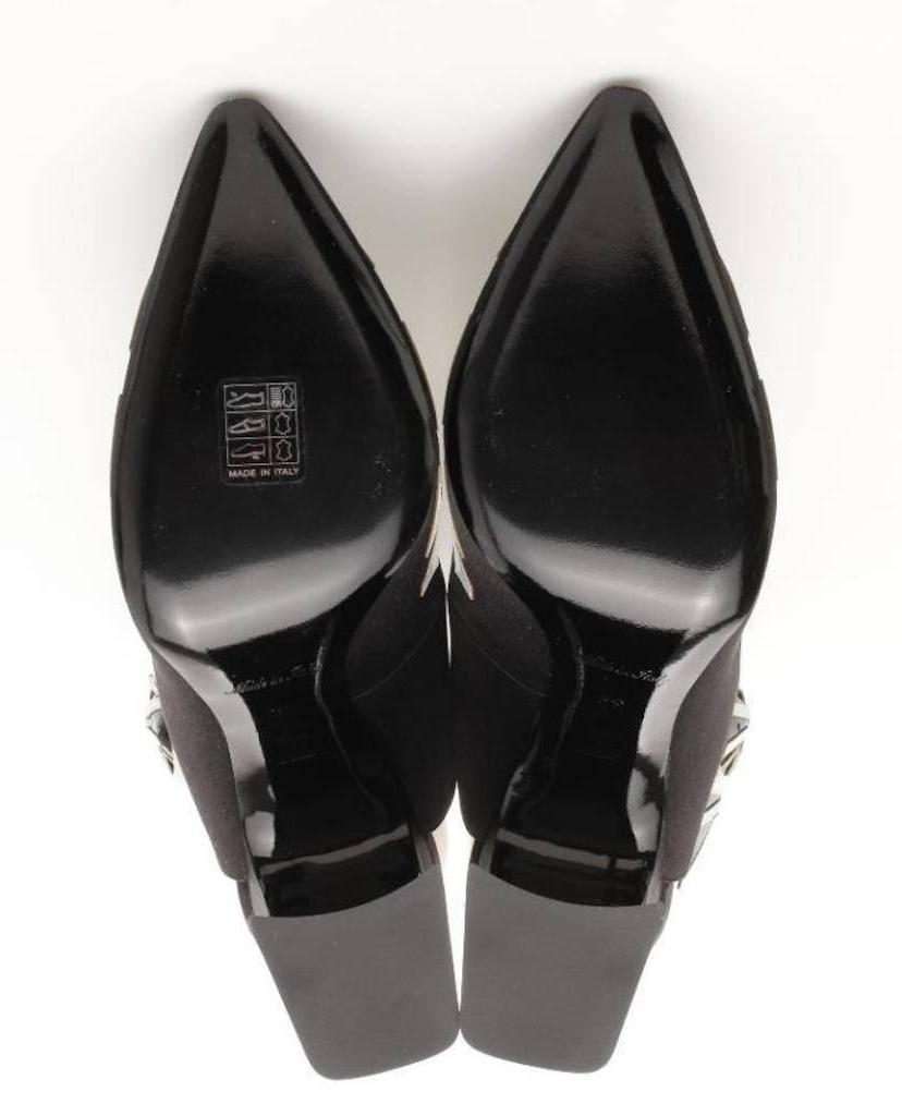 Women's Louis Vuitton NEW Black White Patent Leather Satin Mary Jane Ankle Pumps In Box