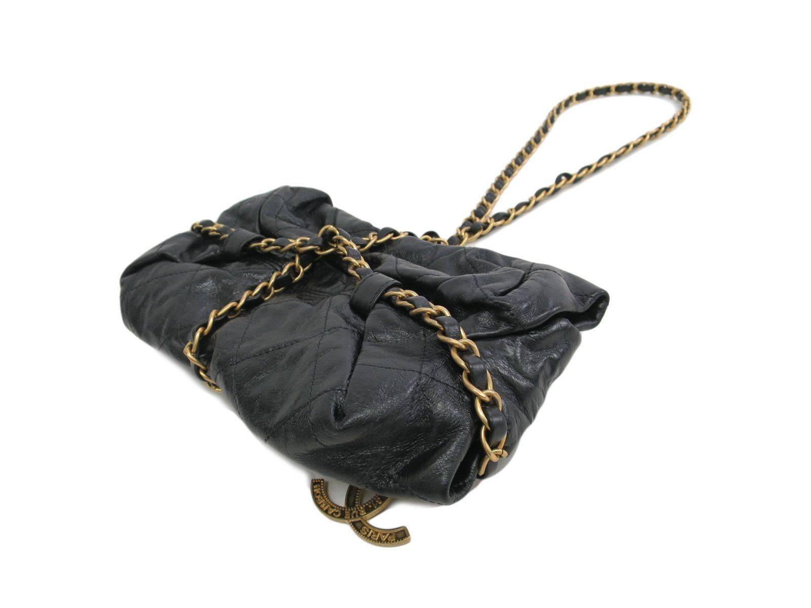 Women's Chanel RARE Bombay Baluchon Black Calfskin Gold HW Chain Clutch Shoulder Bag