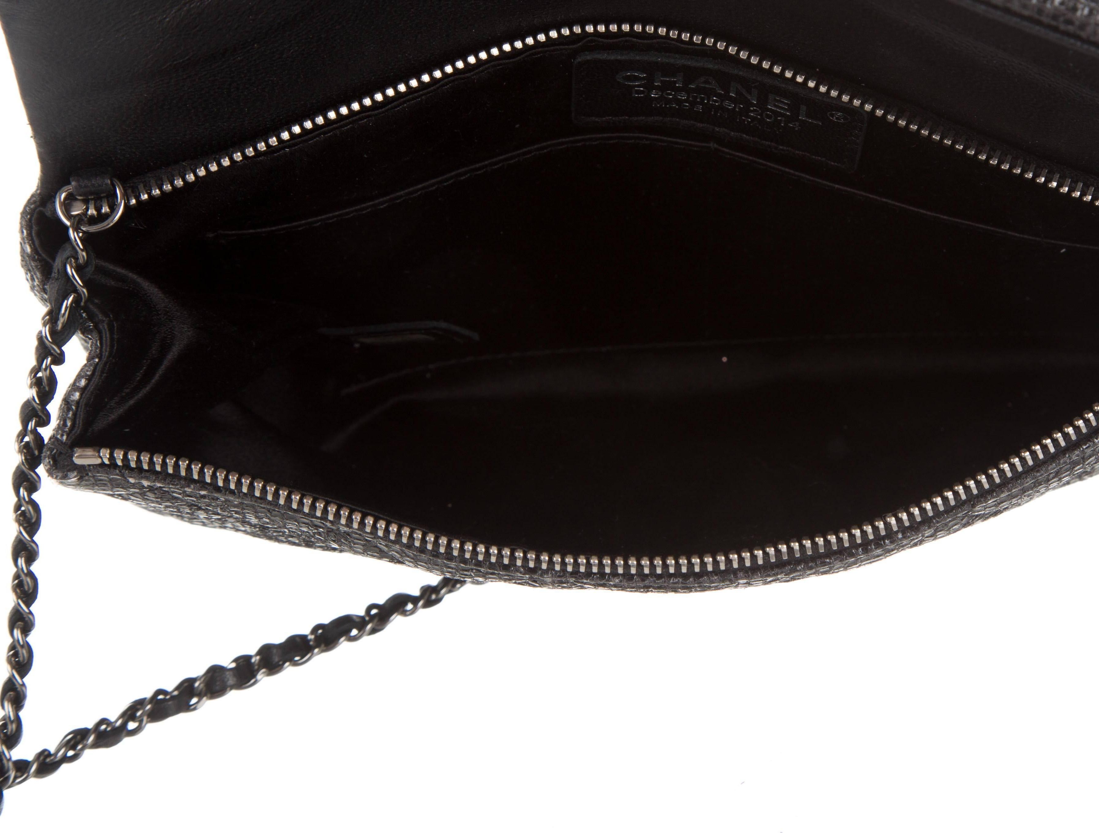 Women's Chanel Limited Edition Black Sequin Silver Flap Evening Crossbody Shoulder Bag