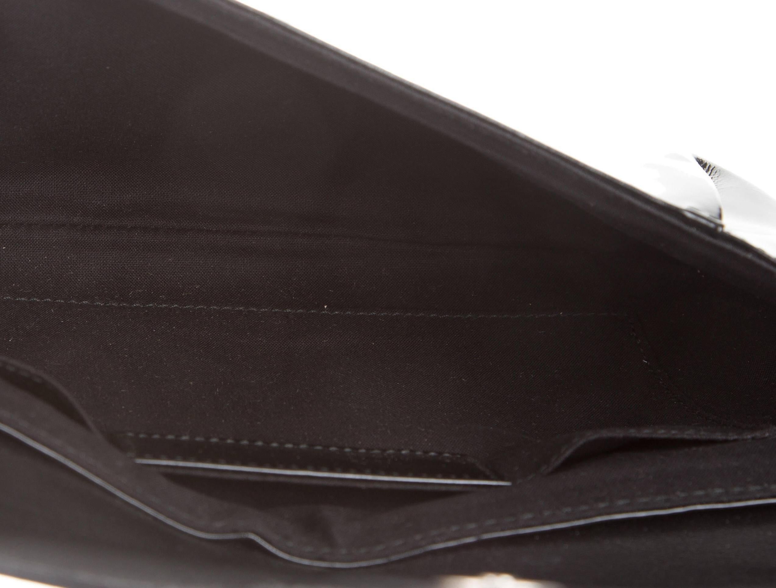 Women's Balenciaga Black Patent Leather Silver Accent Envelope Flap Evening Clutch Bag