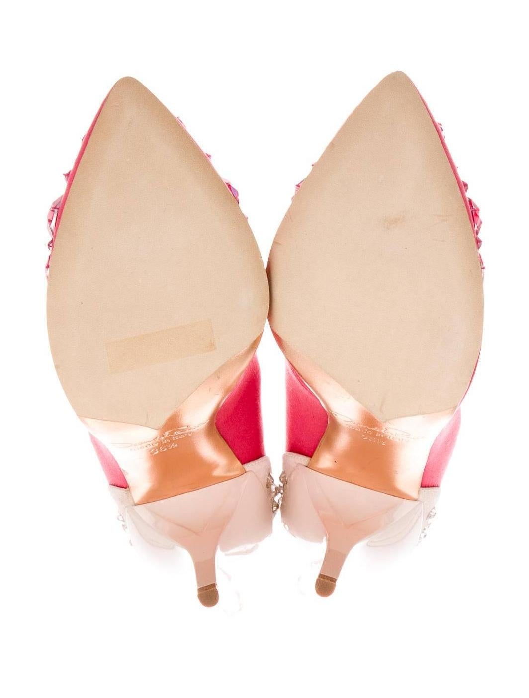 Oscar de la Renta NEW Pink Satin Suede Crystal Embellished Pumps Shoes in Box 1