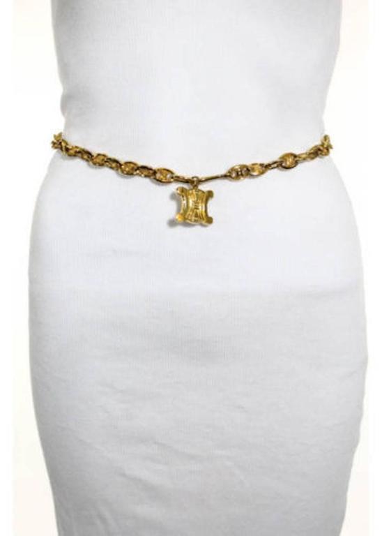 Celine Vintage Gold Logo Chain Link Charm Waist Belt at 1stDibs 60's