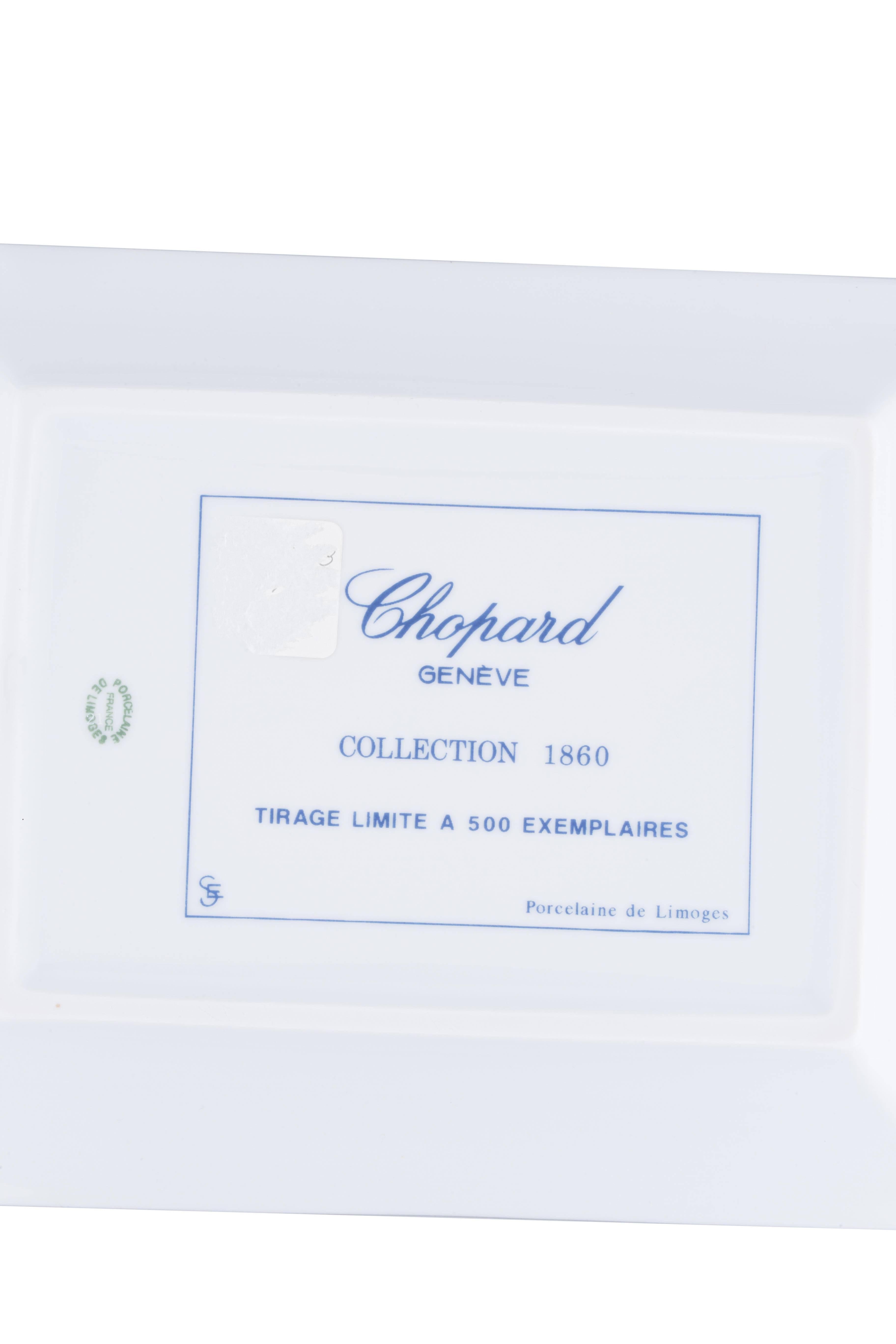 Chopard Limited Edition Taschenuhr Weiß Blau Silber Porzellan Aschenbecher im Zustand „Gut“ in Chicago, IL