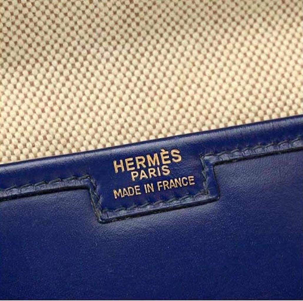 Hermes Blue Calfskin Leather Jige 'H' Evening Envelope Clutch Bag 2
