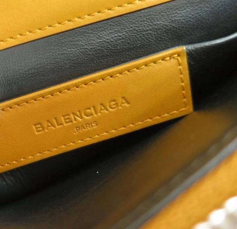 Balenciaga Yellow Leather Kelly Style Top Handle Satchel Flap Bag In Excellent Condition In Chicago, IL