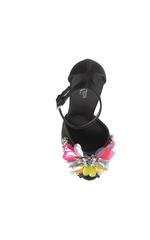 Giambattista Valli NEW & SOLD OUT Black Satin Flower Rhinestone Heels in Box